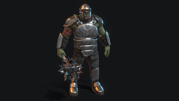 Heavy armored orc with mace 3D Model
