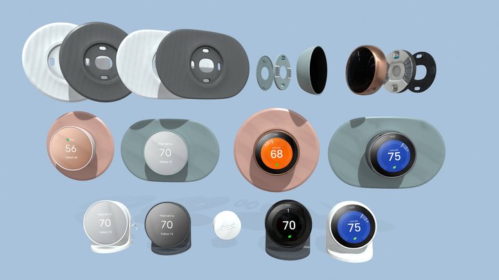 Google Nest Thermostat and Learning Thermostat 3D Model