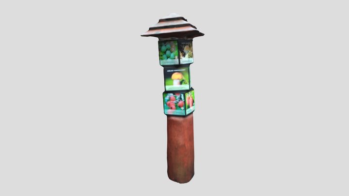 Wooden pole with rotating cubes. Forest. Poland 3D Model