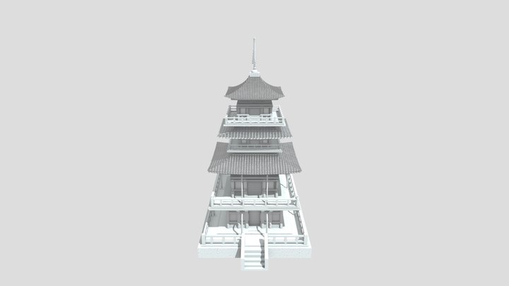 Jeremy George Lake Charles Japanese Temple Model 3D Model