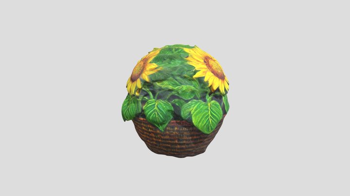 Van Goghs Sunflower, Flower Basket 3D Model