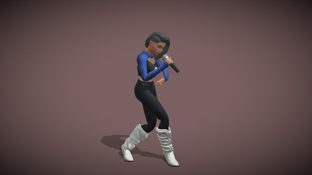 Animated Model Singing with Microphone in Hand