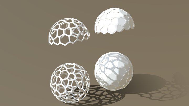 Honeycomb Sphere – Icosahedron Decor Ball 3D Model