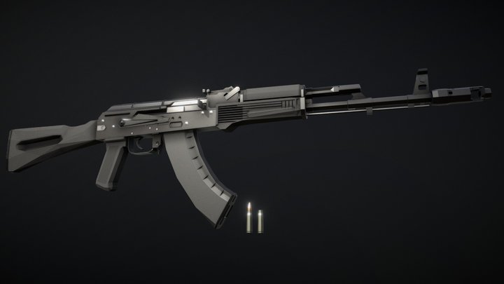 Low-Poly AK-103 – Modello 3D gratuito STL