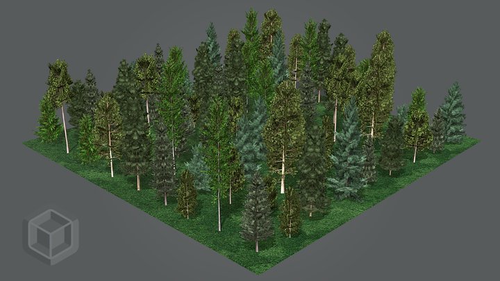 Ultra Low Poly 3-LOD Trees Pack - Small Forest 3D Model