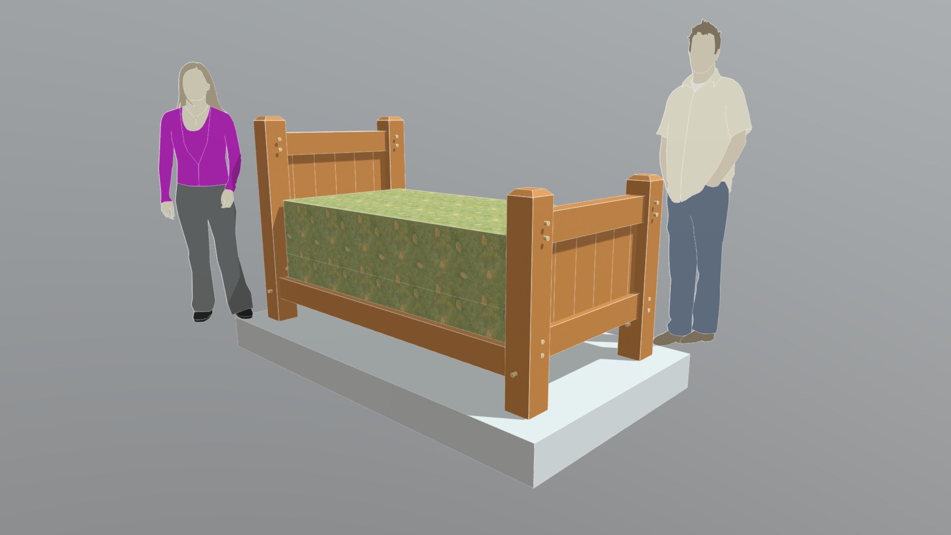 Twin Size Timber Frame Bed (00071) — Sketchfab embed 3D viewer