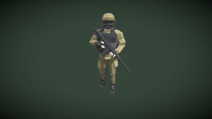 low poly soldier 3D Model