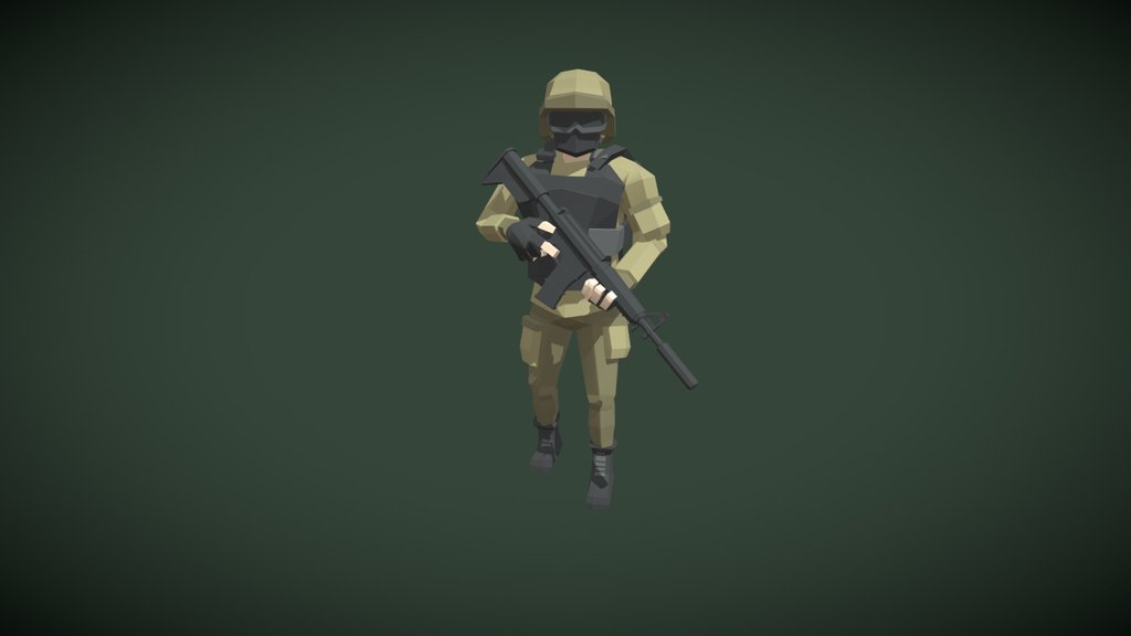 low poly soldier