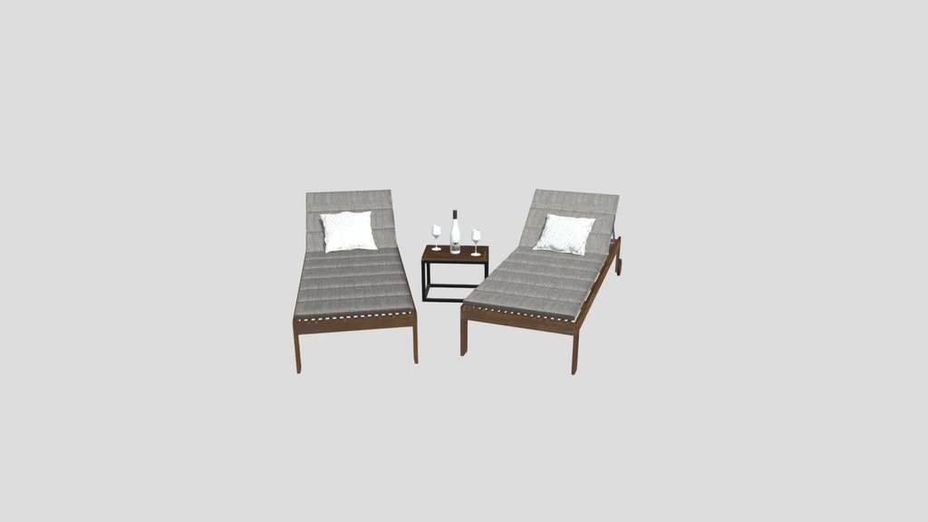 Garden Lounger Set With Table And Wine