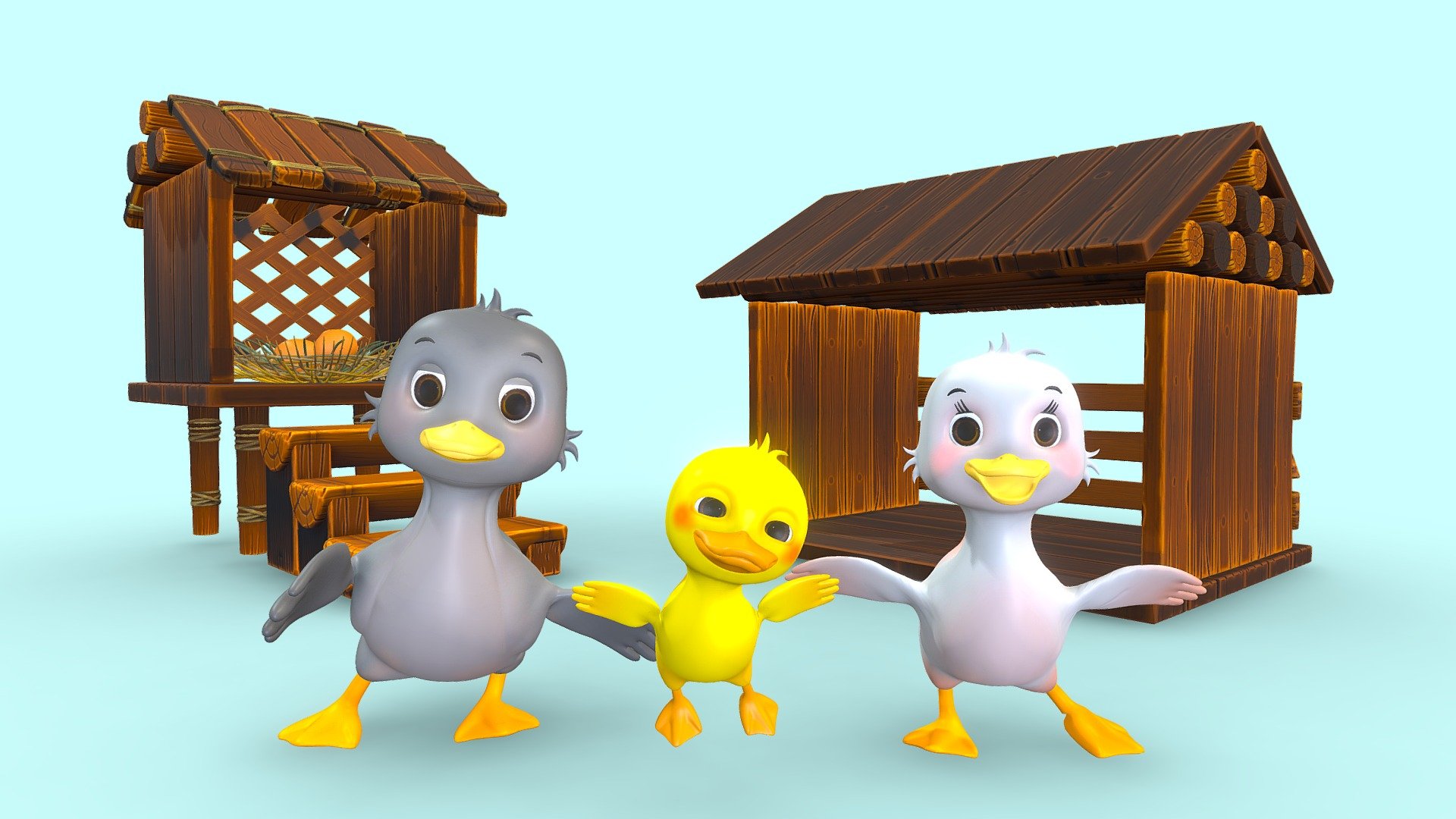 Ducklings | Duck Family | Baby Duck - 3D Model By Craox Technologies ...