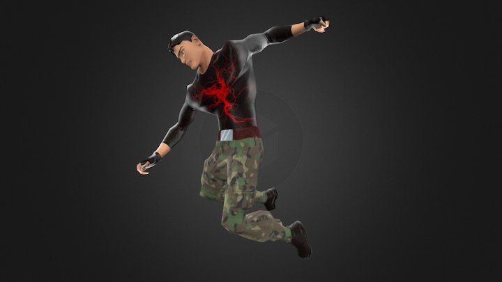 Flying Knee Punch Combo 3D Model