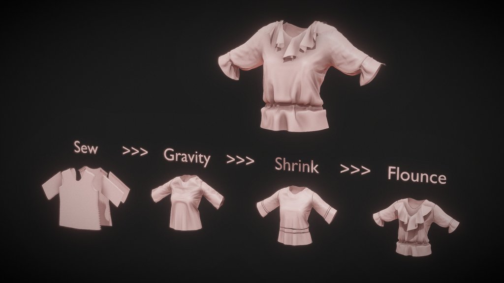 Cloth Sim Shape of The Silk T-Shirt For Ray II