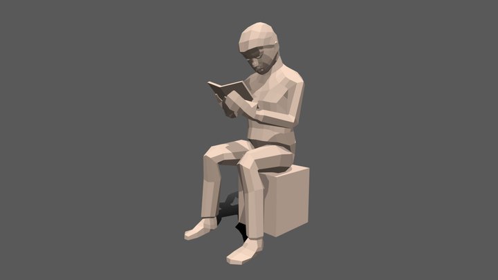 Low Poly Kid Reading a Book 3D Model
