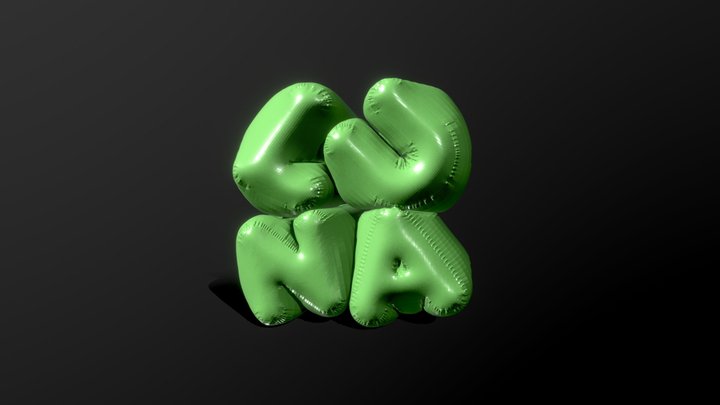 Luna Bubble Text 3D Model