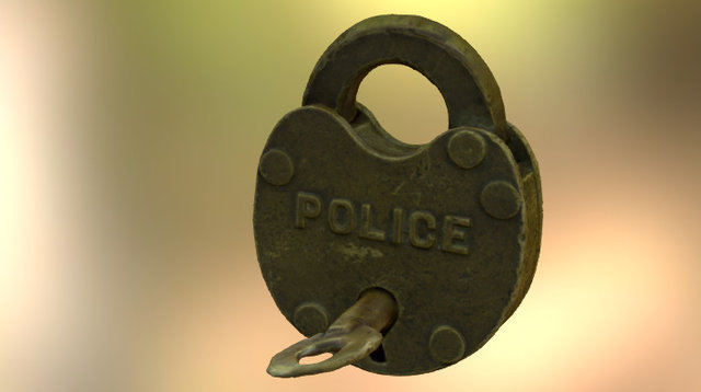 Antique Brass Police Lock Steampunk 3D Scanned 3D Model