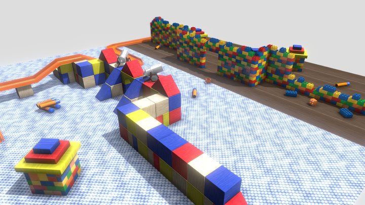 Low-Poly Playset Example Layout 3D Model
