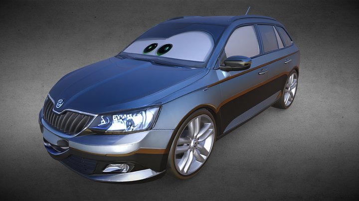 Skoda Fabia 2015 Pixar-style 3D Model