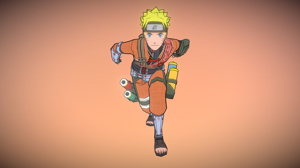Low Poly Naruto with Rig and Running Animation