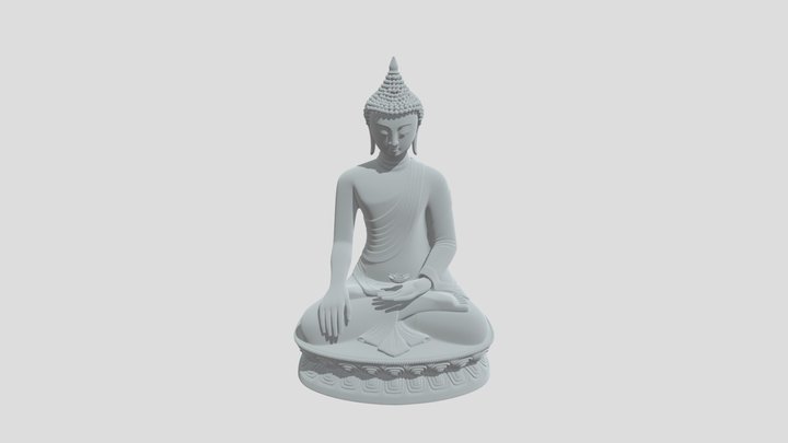 Golden Buddha in Meditation 3D Model