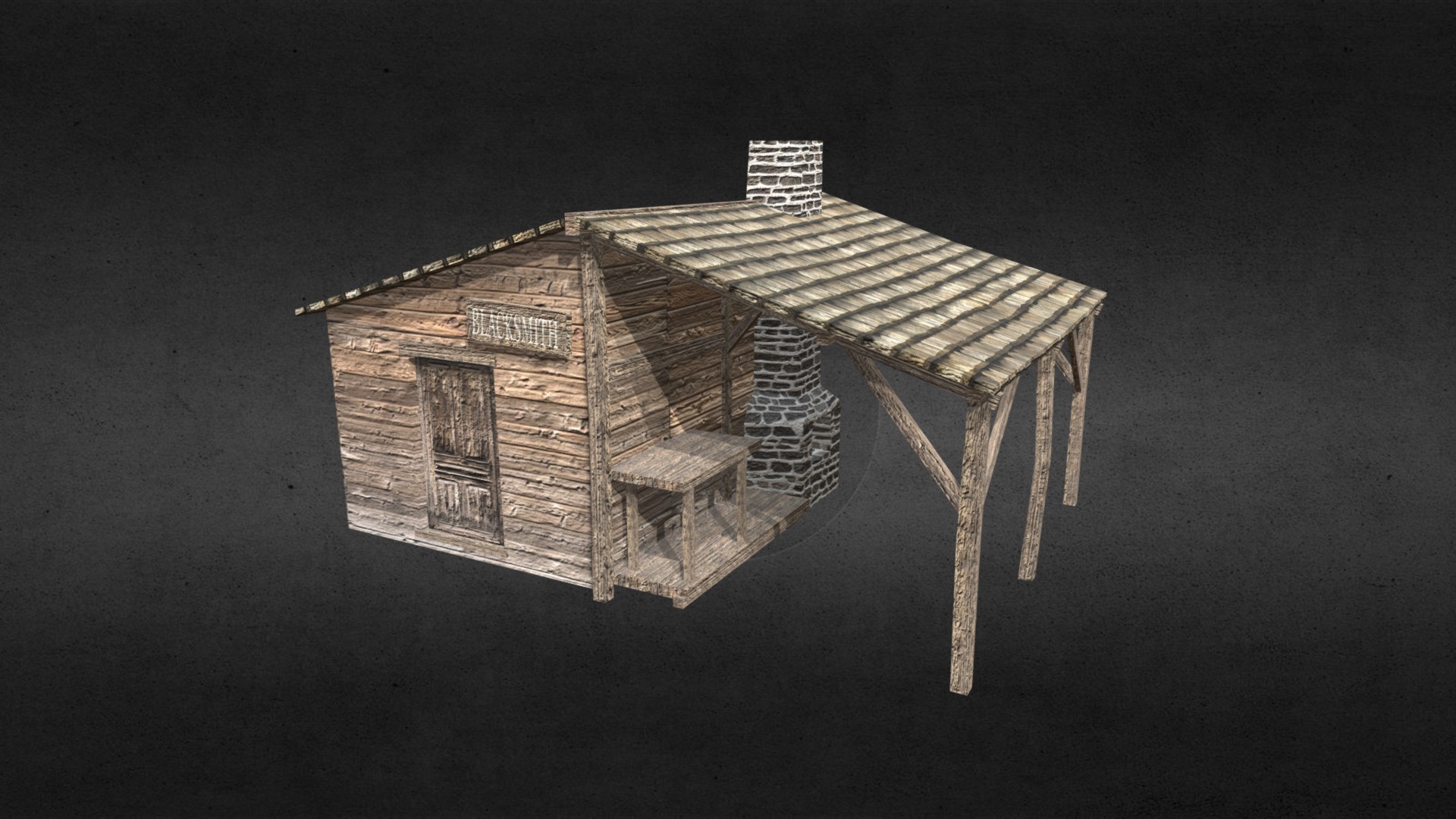 3D model Blacksmith building - This is a 3D model of the Blacksmith building. The 3D model is about a small wooden house.