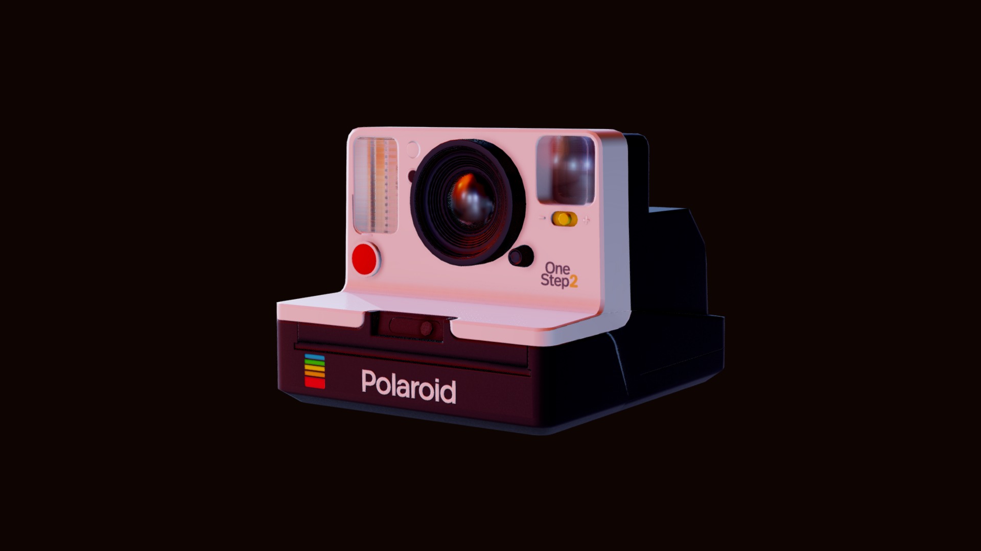 3D model Polaroid OneStep 2 - This is a 3D model of the Polaroid OneStep 2. The 3D model is about a white and red camera.