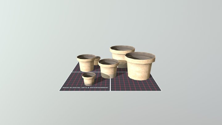 Empty Plant Pots, Clean & Dirty 3D Model
