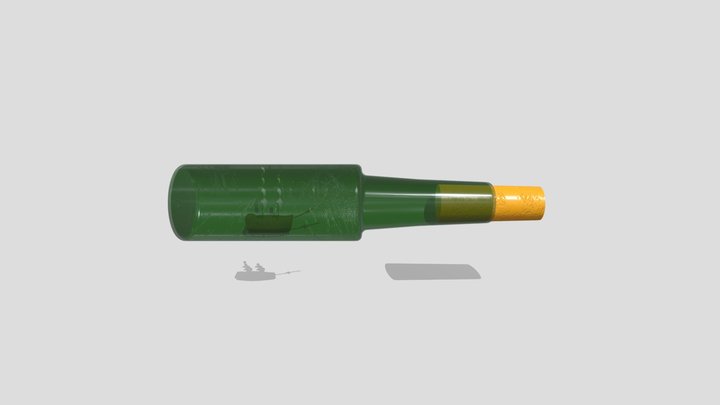 Barco na garrafa 3D Model