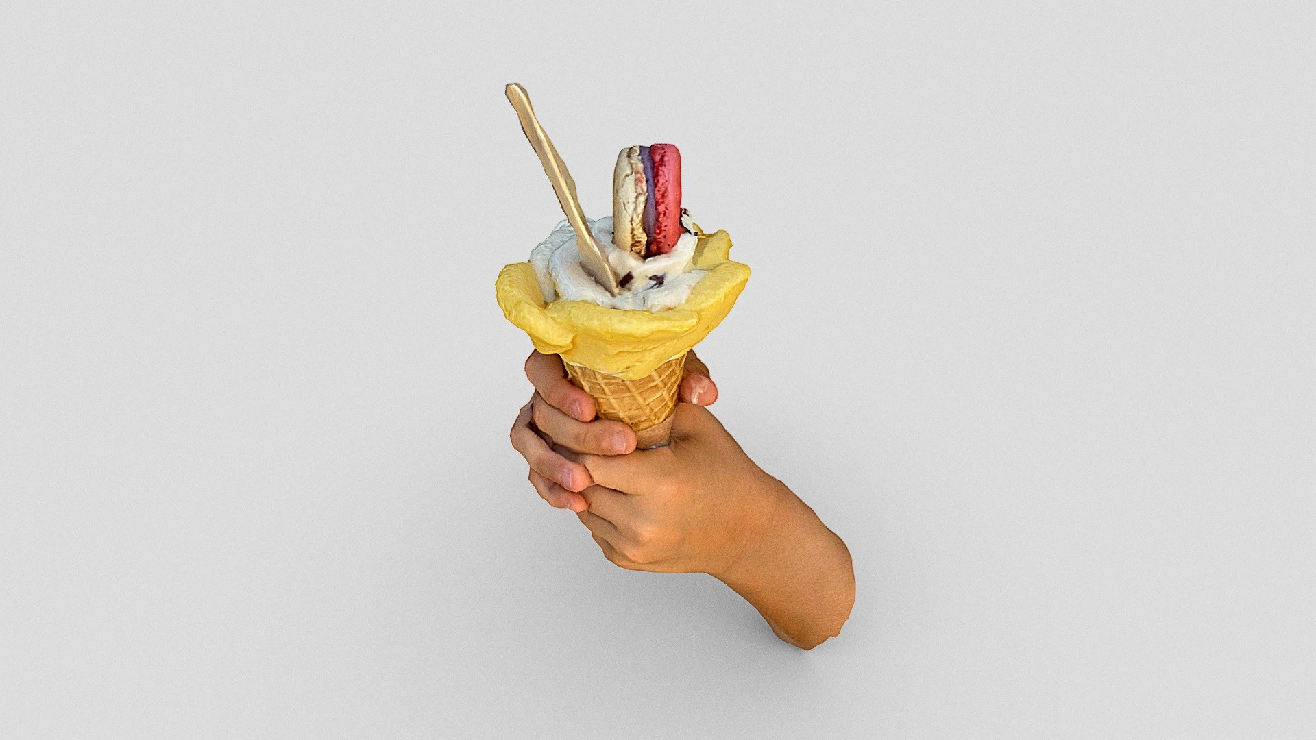 Holding the ice cream...