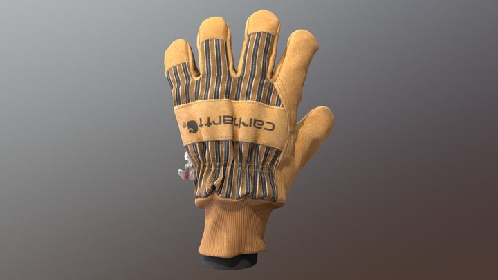 Carhartt Men's Suede Work Glove with Knit Cuff 3D Model