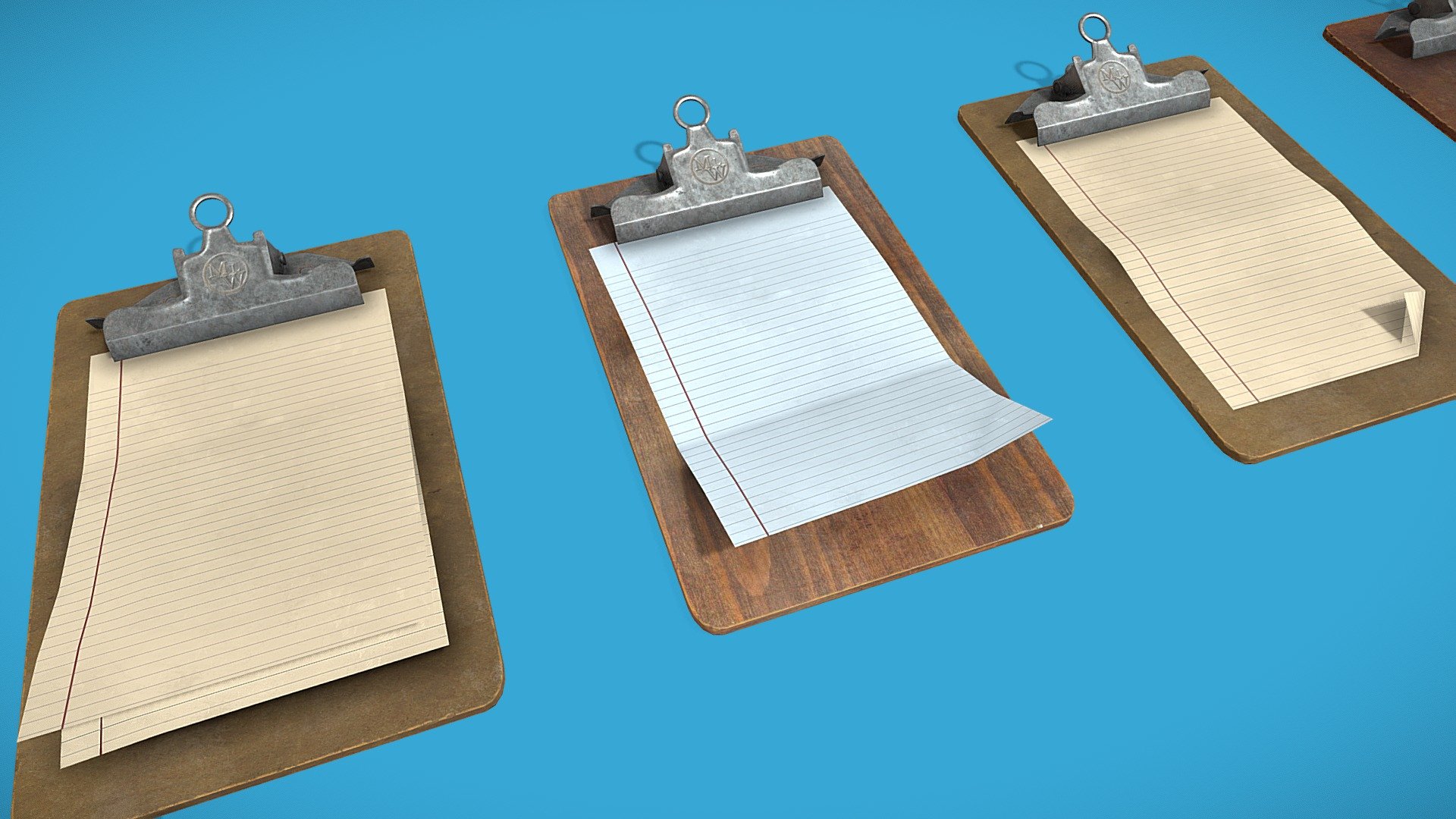 Vintage Wooden Clipboards Type A Download Free 3D model by Mad