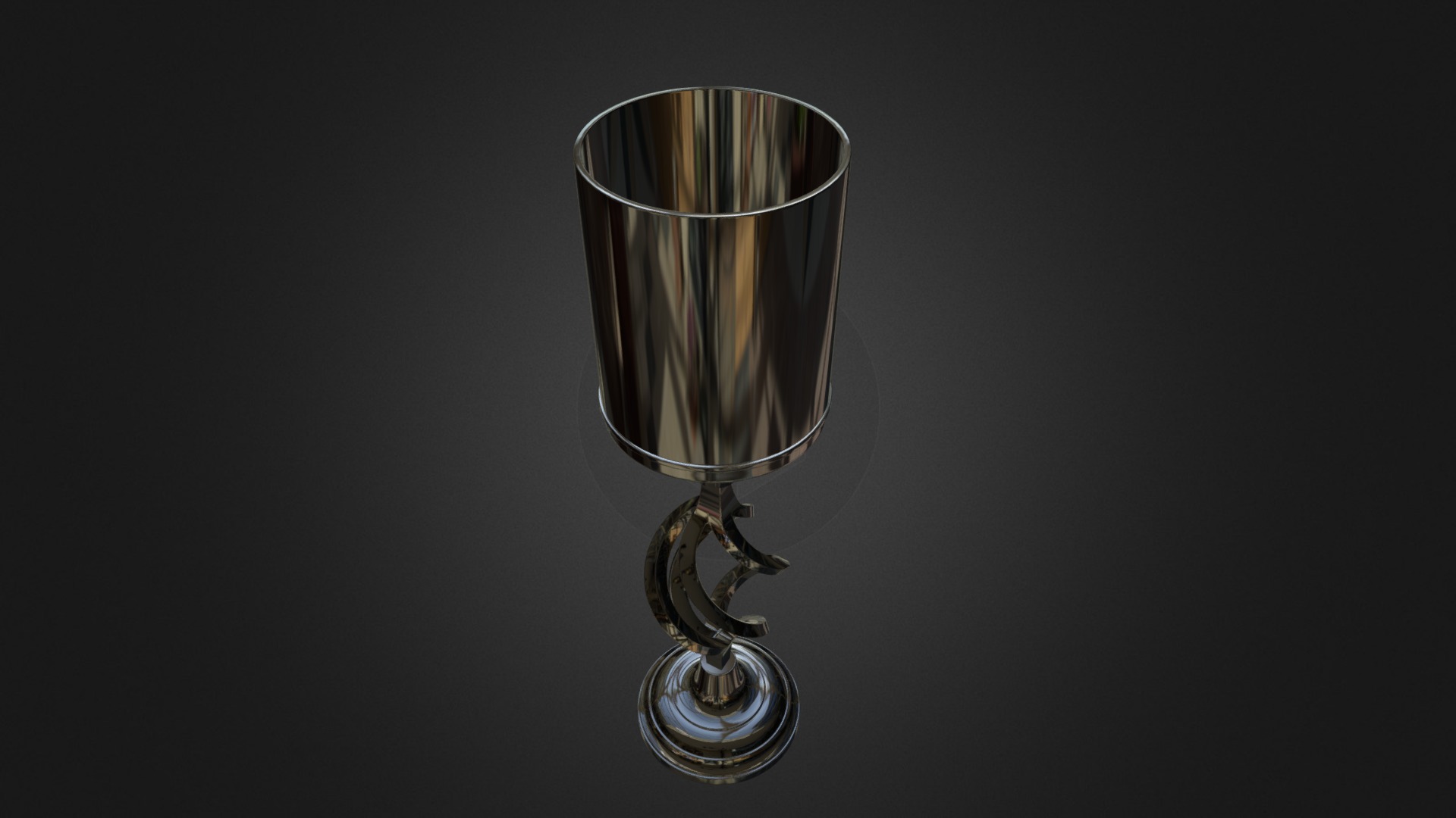 3D model Metal Candlestick - This is a 3D model of the Metal Candlestick. The 3D model is about a silver trophy with a silver handle.