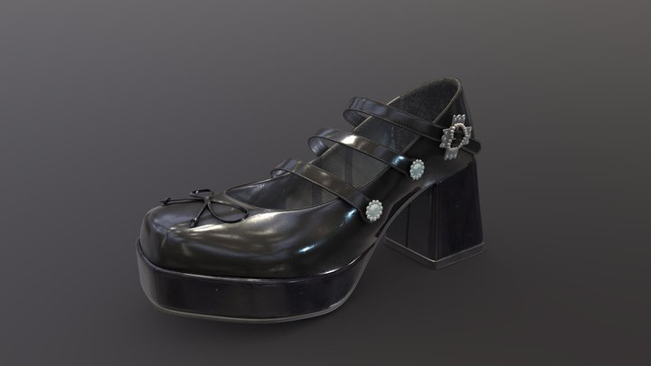Strap high heels shoes 3D Model