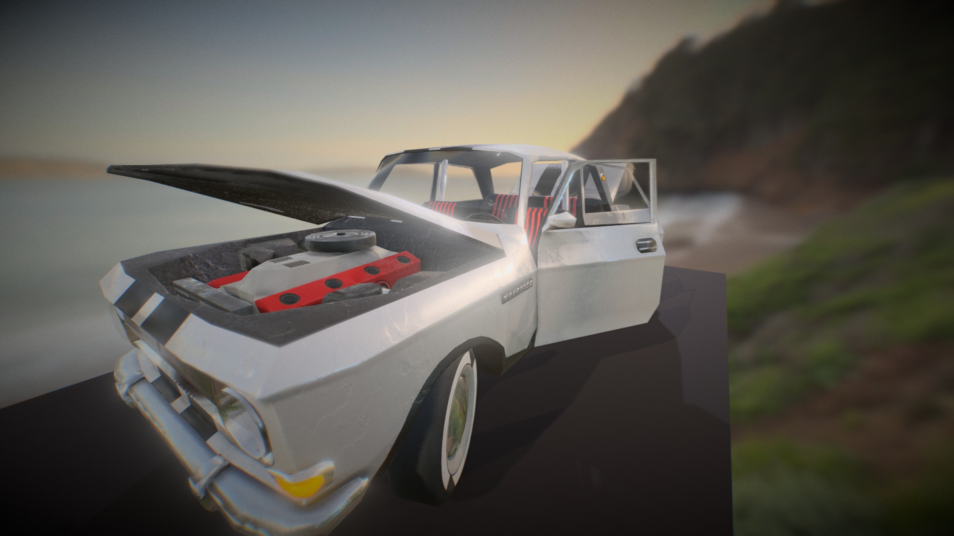 3D model MOSKVITCH - This is a 3D model of the MOSKVITCH. The 3D model is about a white sports car.
