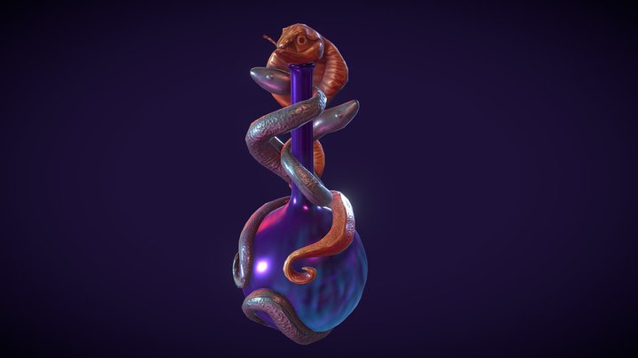 Stylized Snake Potion Bottle 3D Model
