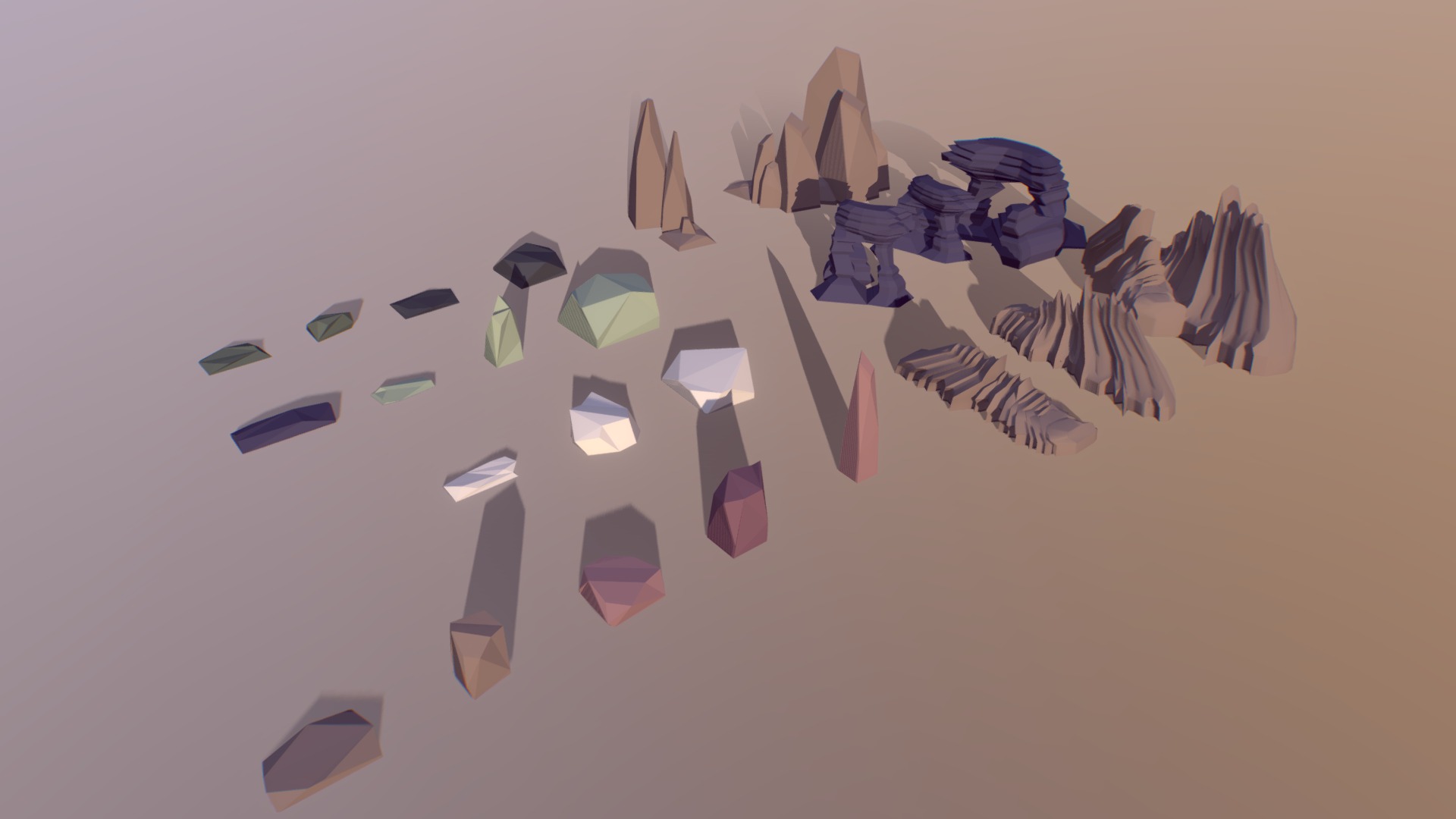 3D model Rocks and Stones ( Low Poly ) - This is a 3D model of the Rocks and Stones ( Low Poly ). The 3D model is about a group of colorful objects.