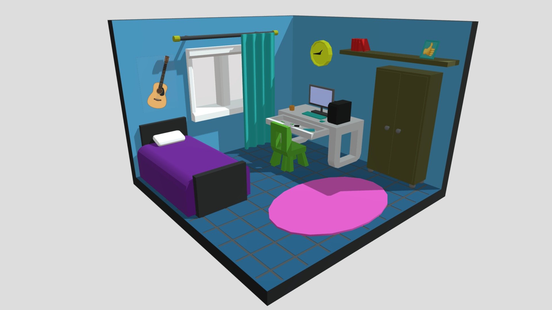 Low Poly Bedroom 3d Model By Baldy Maney [db37d70] Sketchfab