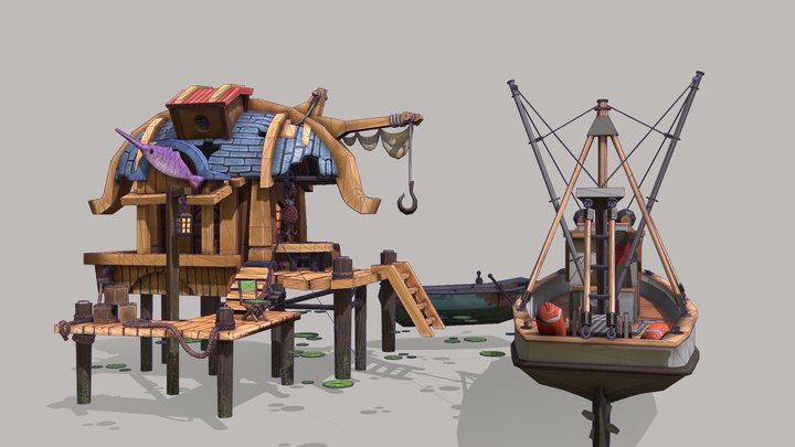 Fisherman's Cabin - Diorama 3D Model