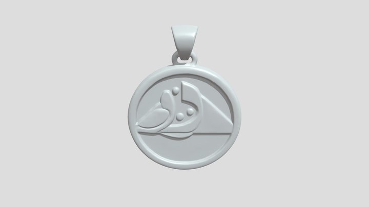 gold circular pendant with design 3D Model