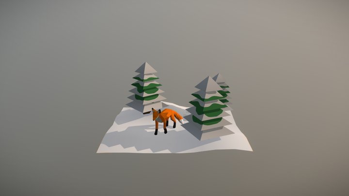 Fox In The Snow 3D Model