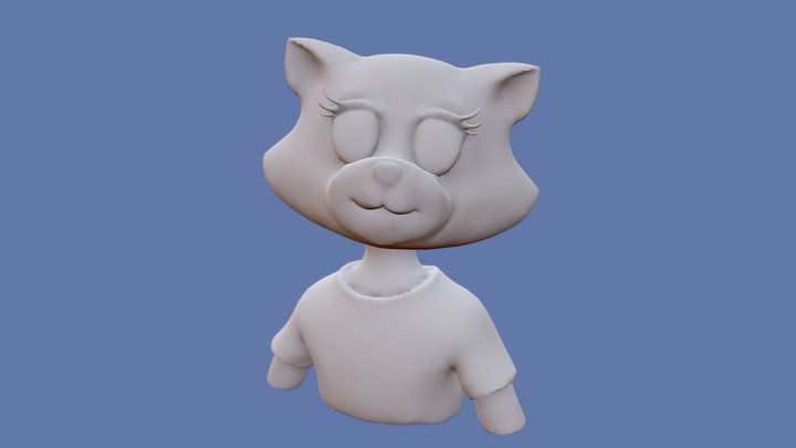 Lil' Speeder - Cat Toon Bust 3D Model
