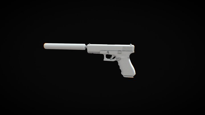 Silenced Austrian Gun 3D Model