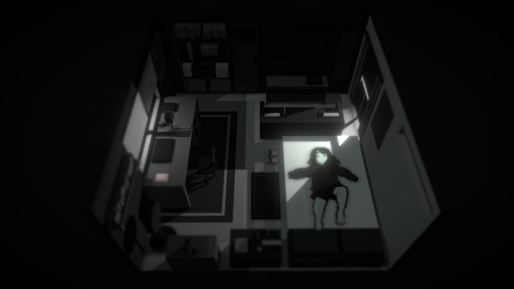 Voxel room - girl 3D Model