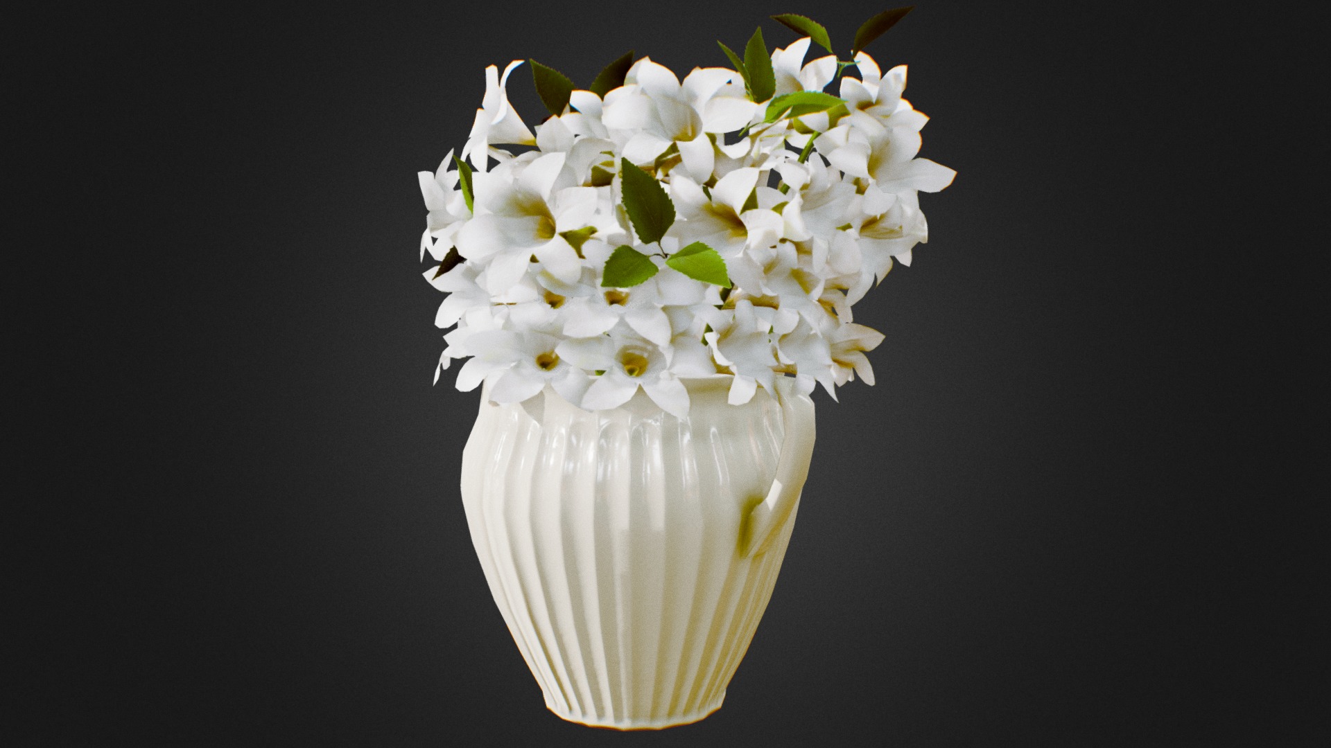 3D model low poly flower pot - This is a 3D model of the low poly flower pot. The 3D model is about a vase with white flowers.