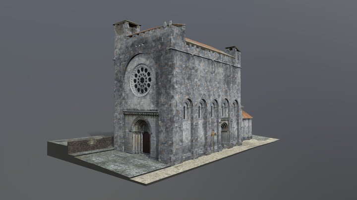 Igrexa de San Xoan de Portomarín. Ano 1960 3D Model
