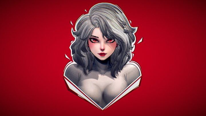 Girl with white hair 3D Model