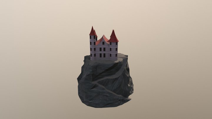 Lonely Castle on a Mountain 3D Model