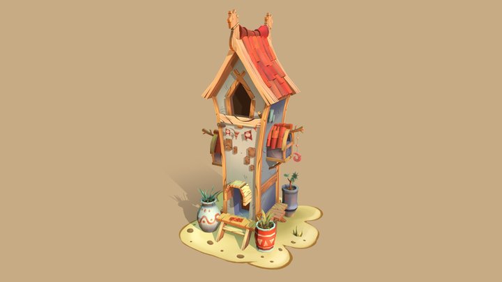 handpainted_StoneHouse 3D Model
