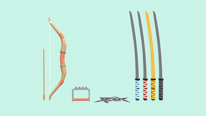 Lowpoly Ninja Pack 3D Model