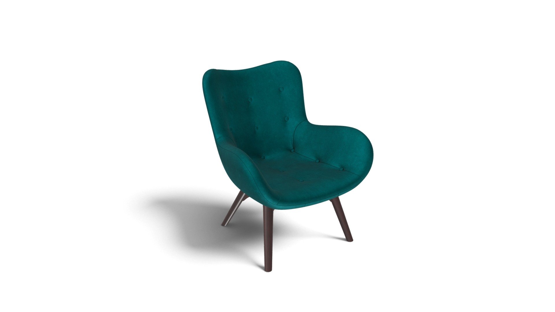 Doris Armchair, Teal Velvet with Dark Wood Legs