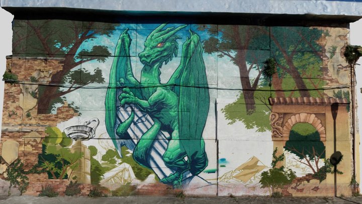 Scan of a Dragon Graffiti Murals - Street Art 3D Model